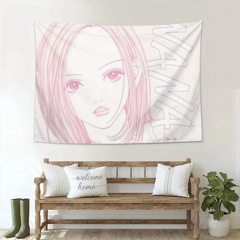 

VIKAMA NANA Osaki Nana Wall Tapestry Pink Anime Line Art Print for Bedroom, Living Room, Otaku & Aesthetic Home Decor