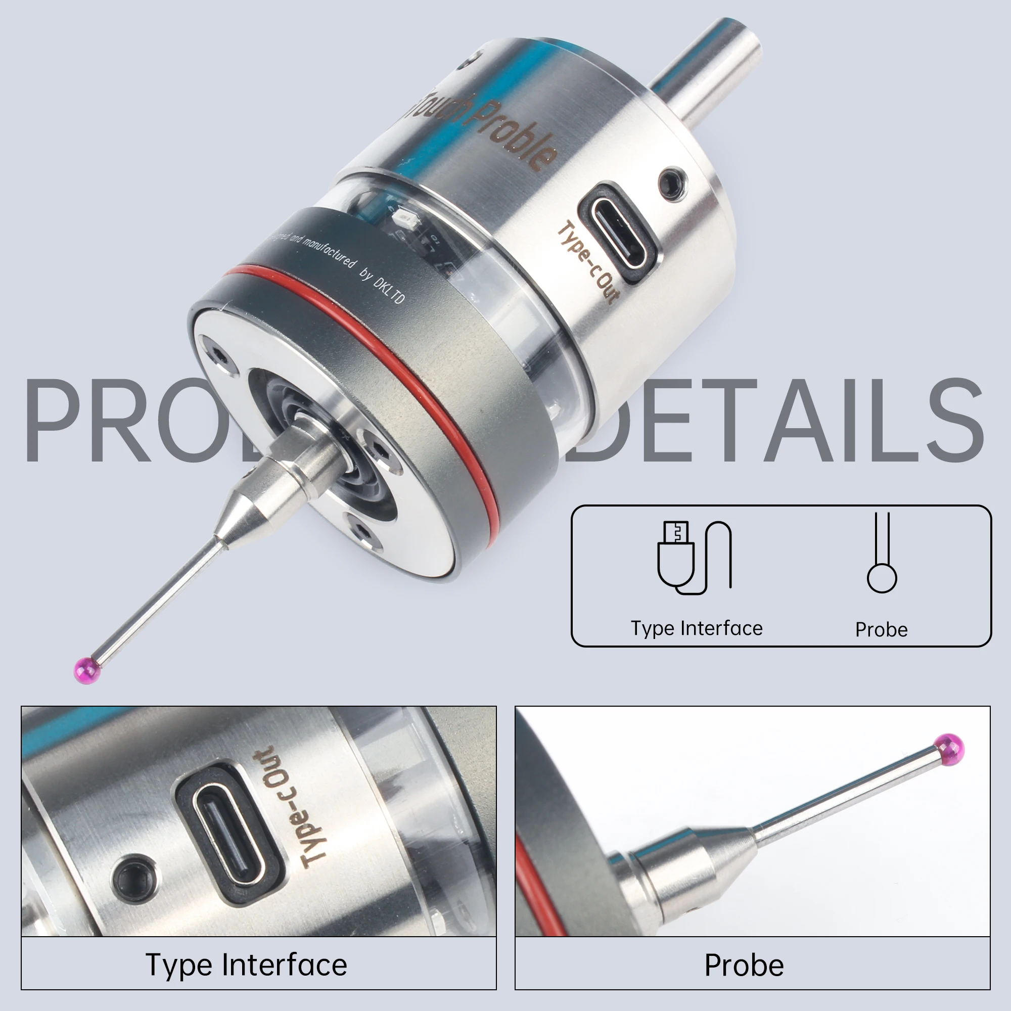 3D Photoelectric  Z Axis Probe WP 500 CNC Machining LED Sound Optical Edge Finder Touch Probe High Precision 0.001mm