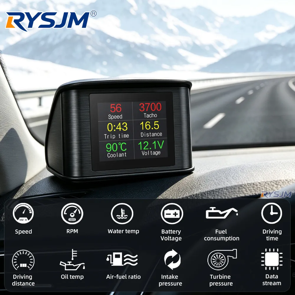 P10 Head Up Display Trip On-board Computer Car Digital OBD2 Mileage OBD Driving Computer Display Speedometer Temperature Gauge