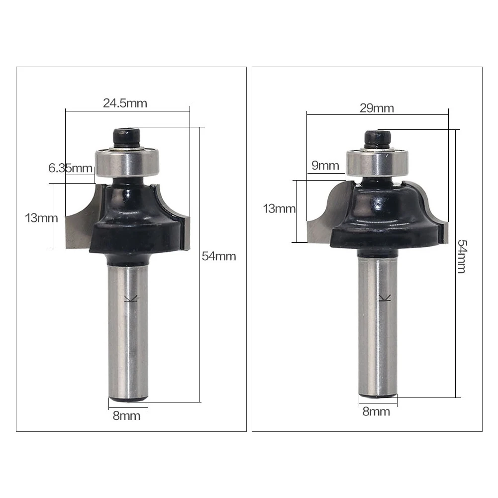 

A45M-12 Pcs 8Mm Shank Wood Router Bit Straight End Mill Trimmer Cleaning Flush Trim Corner Round Cove Box Bits Tools Milling Cut