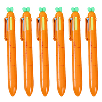 6Pcs Carrot Shape Ballpoint Pen 6 Colors School Supplies Portable Pens Smooth Ink Flow Long Lasting Writing Tools For Multi