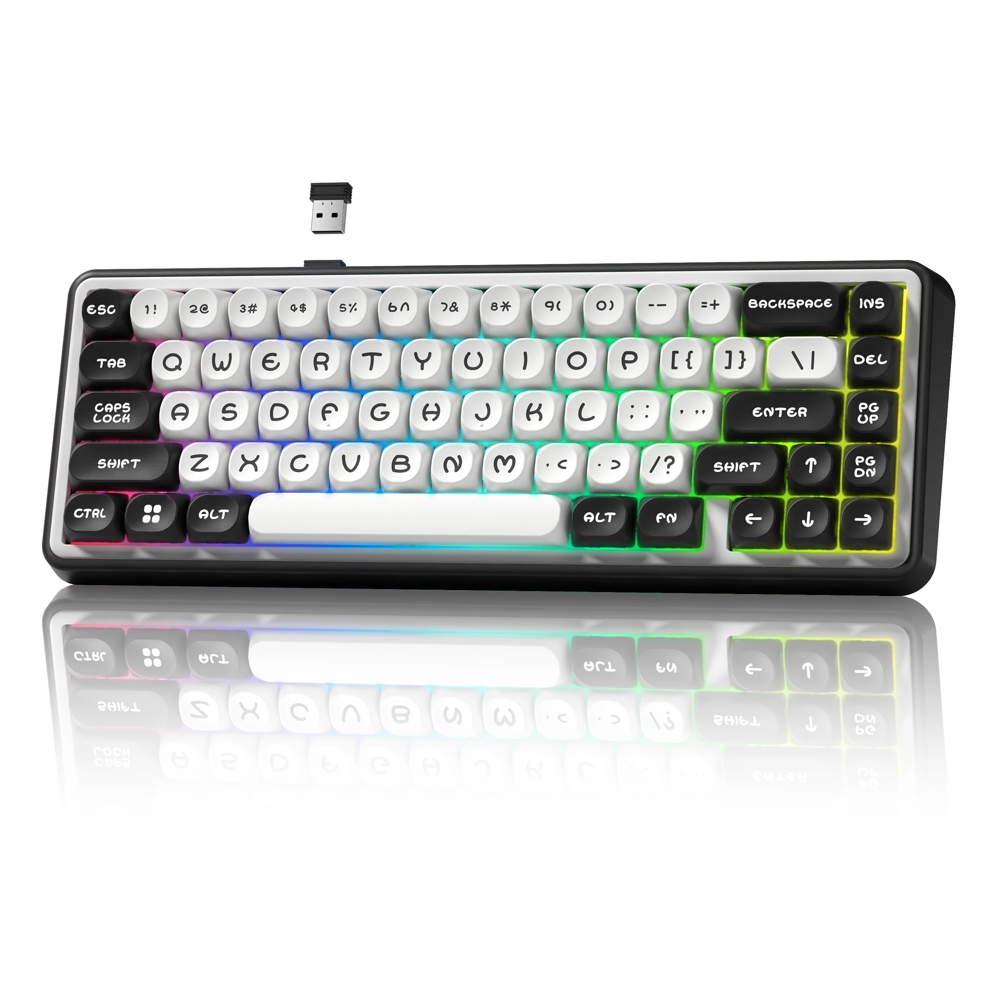 

Womier WK60 Hot Swappable Wireless Mechanical Gaming Keyboard 3 Modes Gasket RGB Backlit Gamer Keyboard for Win Mac MOA Keycaps