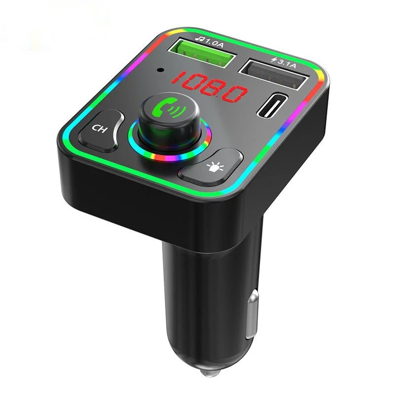 

Car Mp3 Bluetooth Player F3 Car Charger Colorful Ambient Light Bluetooth Hands-free Fm Transmitter