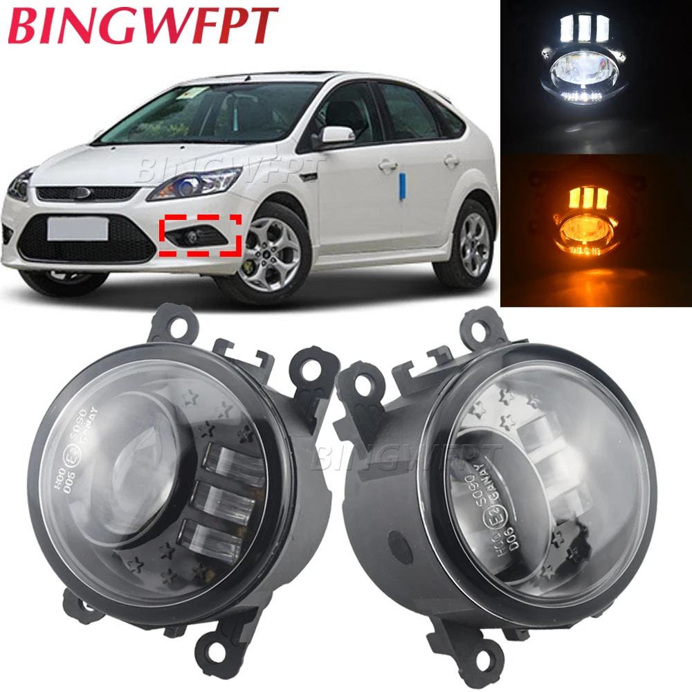 2 X LED Fog Light H11 Car Front Bumper Fog Lamp DRL 12V For Ford Focus MK2 Fiesta Fusion EcoSport C-Max Transit Edge Tourneo Ka