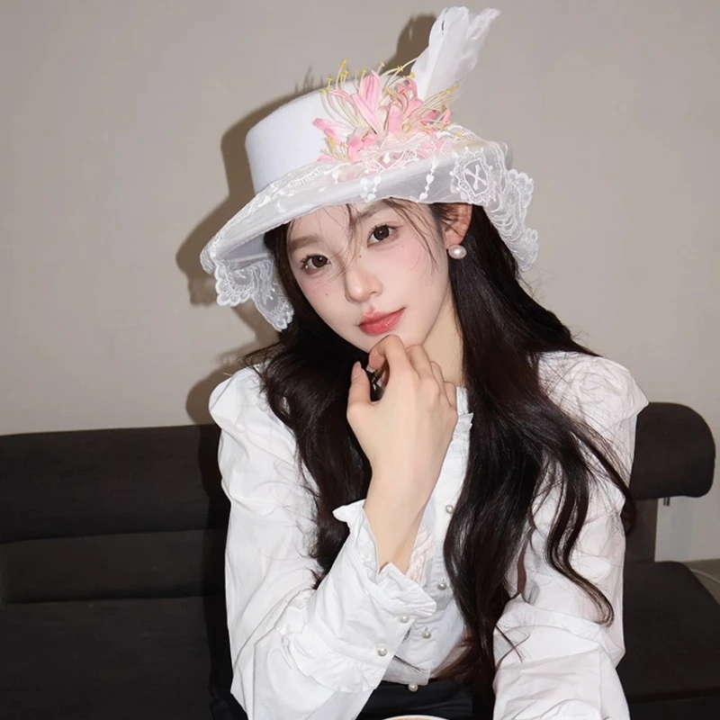 ヴィンテージコート手作りレースヴィンテージ包帯ウィザードハット大人ゴシックロリータコスプレ衣装ハロウィンパーティーの装飾 Fedoras キャップ