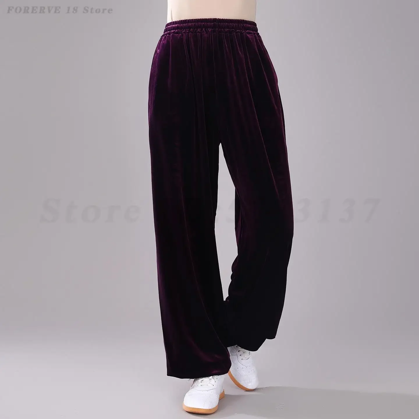 

Men's Women's Tai Chi Kung Fu Pants Plus Size Velvet Lantern Pant Autumn Winter Velour Trousers Traditional Martial Arts Clothes