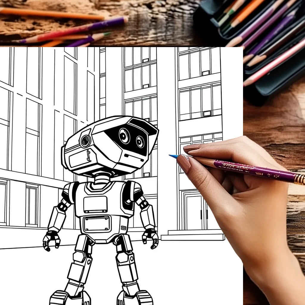 大人のためのロボット塗り絵 |   28ページの塗り絵、クリスマスや感謝祭のための画材