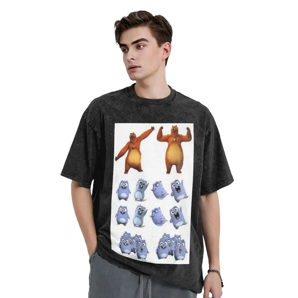 

Анимация Grizzy And The Lemmings мультфильм аниме стираные футболки Harajuku футболка с короткими рукавами уличная одежда топы футболки для мужчин и женщин