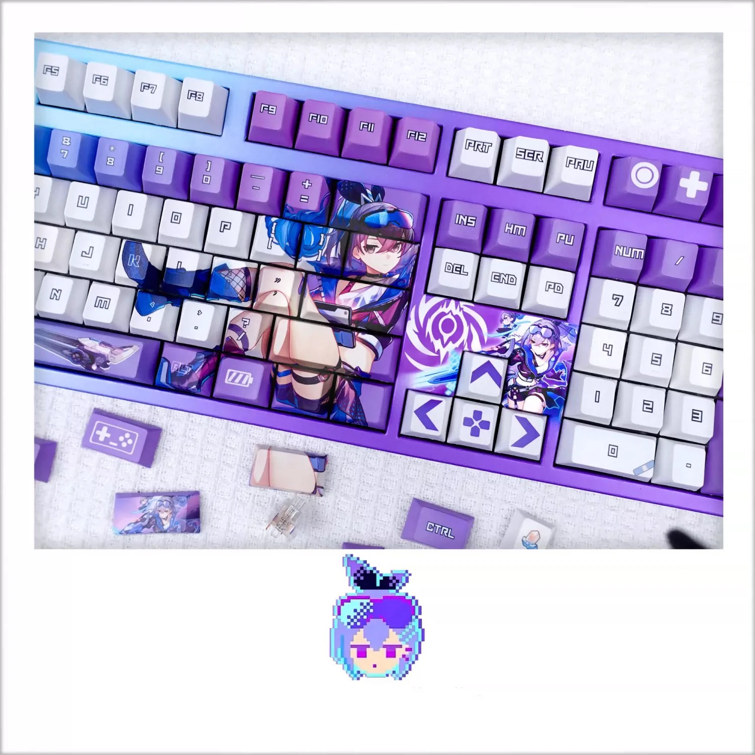 Silverwolf PBT Keycaps Honkai Star Rail DYE Sublimation Key Cover Cherry Cross MX Switch Key Caps for Mechanical Keyboard Gift