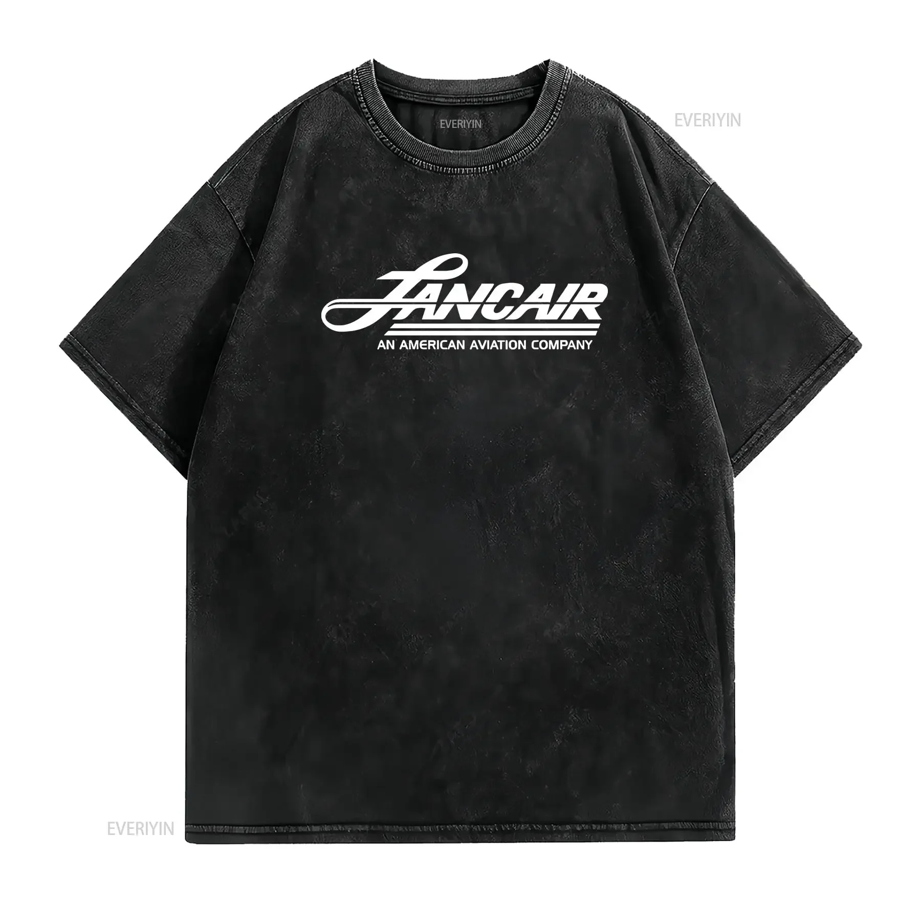 Lancair Aviation Airlines Men's Black T Shirt S 5XL vintage Washed Stylish Soft Casual fashion Stretched Comfortable streetwear