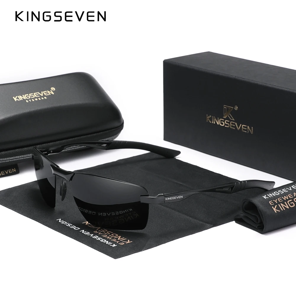 KINGSEVEN 2024 New Men\'s Polarized Sunglasses Aluminum Frame UV400 Sun Glasses Male Eyewear Driving Glasses