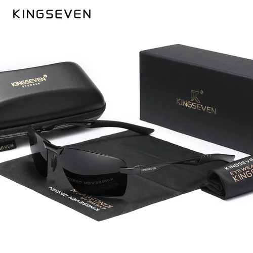 Imagen 2 del producto KINGSEVEN-gafas de sol polarizadas para hombre, lentes con montura de aluminio, UV400, para conducir, novedad de 2024