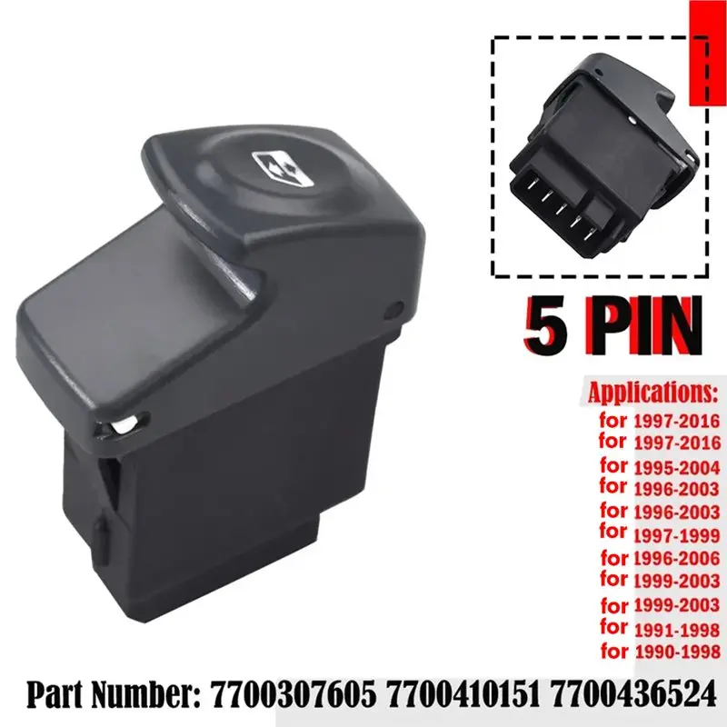 For Renault Clio I Kangoo Megane Twingo Scenic 1990-2016 2PCS Window Control Switch- 7700307605 7700410151 Replacement Part