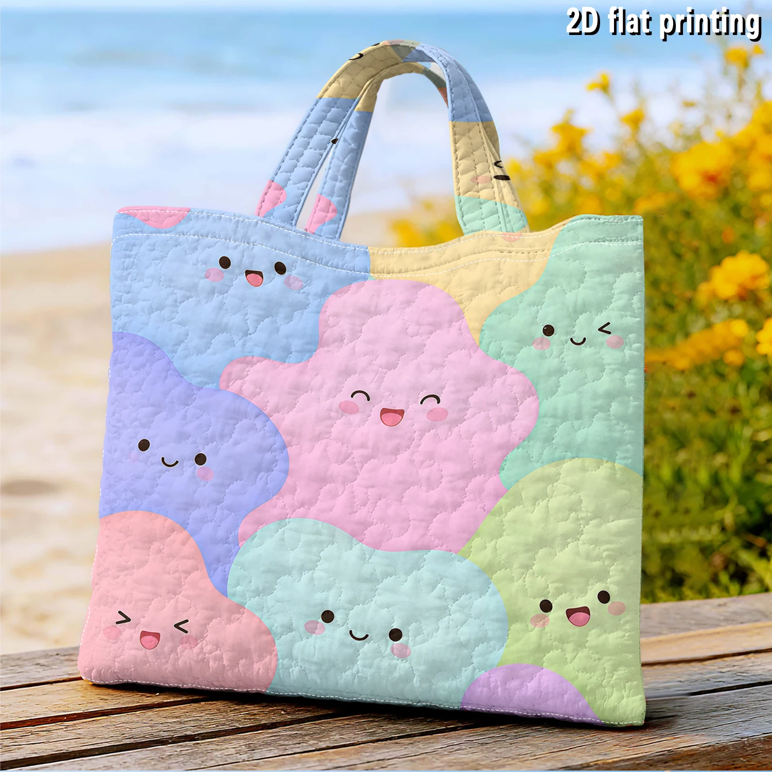 Pastel Cloud Blob Women canvas shoulder bag Dual-Side Printed Tote Bag shopping bag Fashionable and fun gift handbag