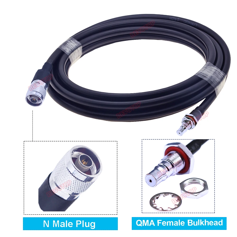 BEVOTOP 1PCS LMR400 QMA to N Cable QMA Male / Female to N Male / Female Connector 50-7 50 Ohm Low Loss LMR-400 RF Coaxial Jumper