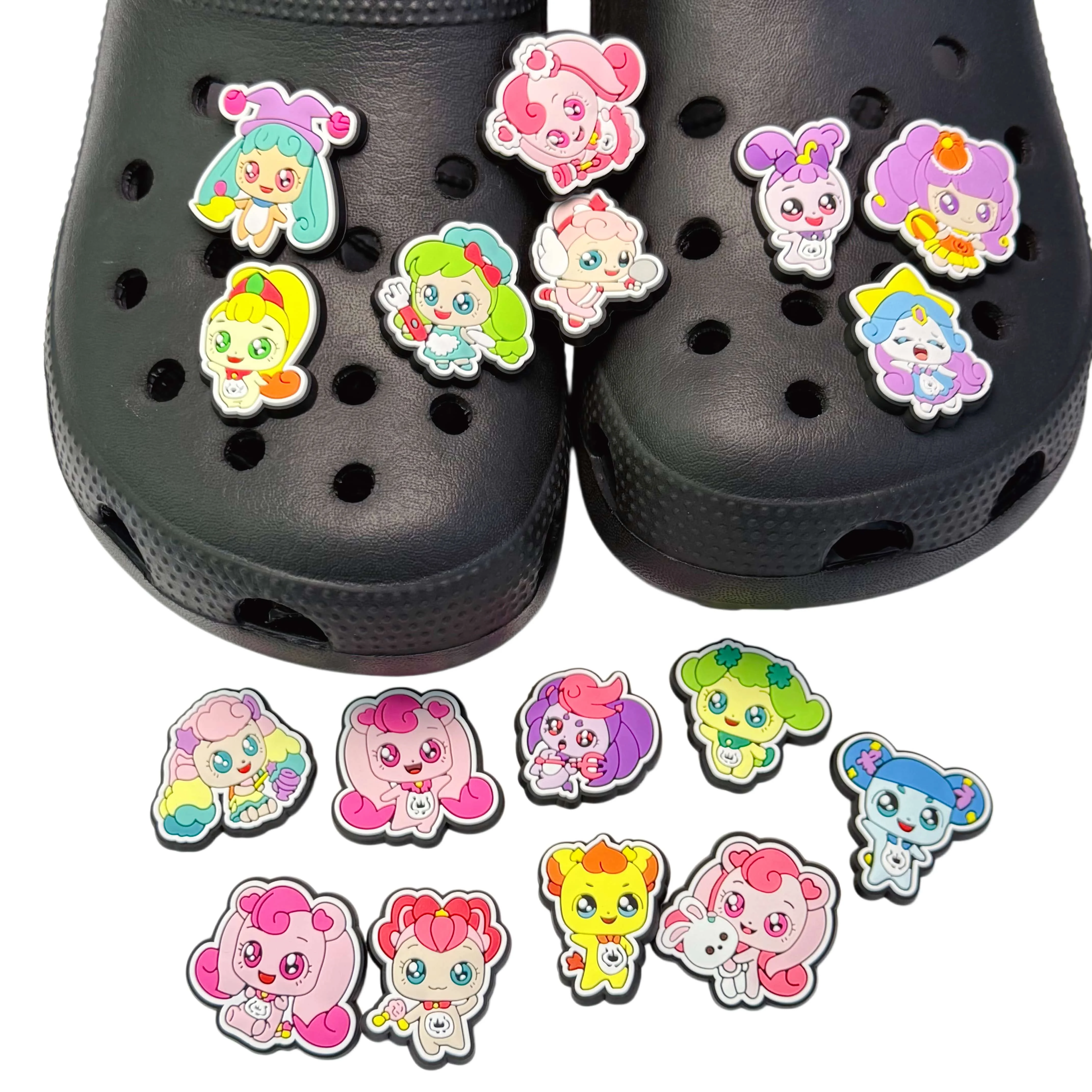 17-100pcs Cute Cartoon Anime Shoe Buckle Accessories PVC DIY Sandal Shoes Charms Clogs Pins Decor Woman Christmas Party Gift - view 5