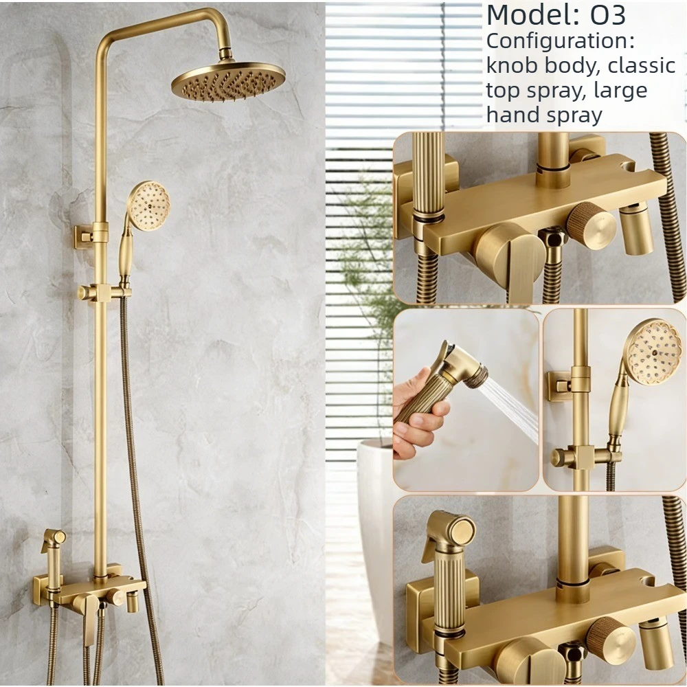 

Классический антикварный бронзовый душевой набор, душевая система смесителя для ванны