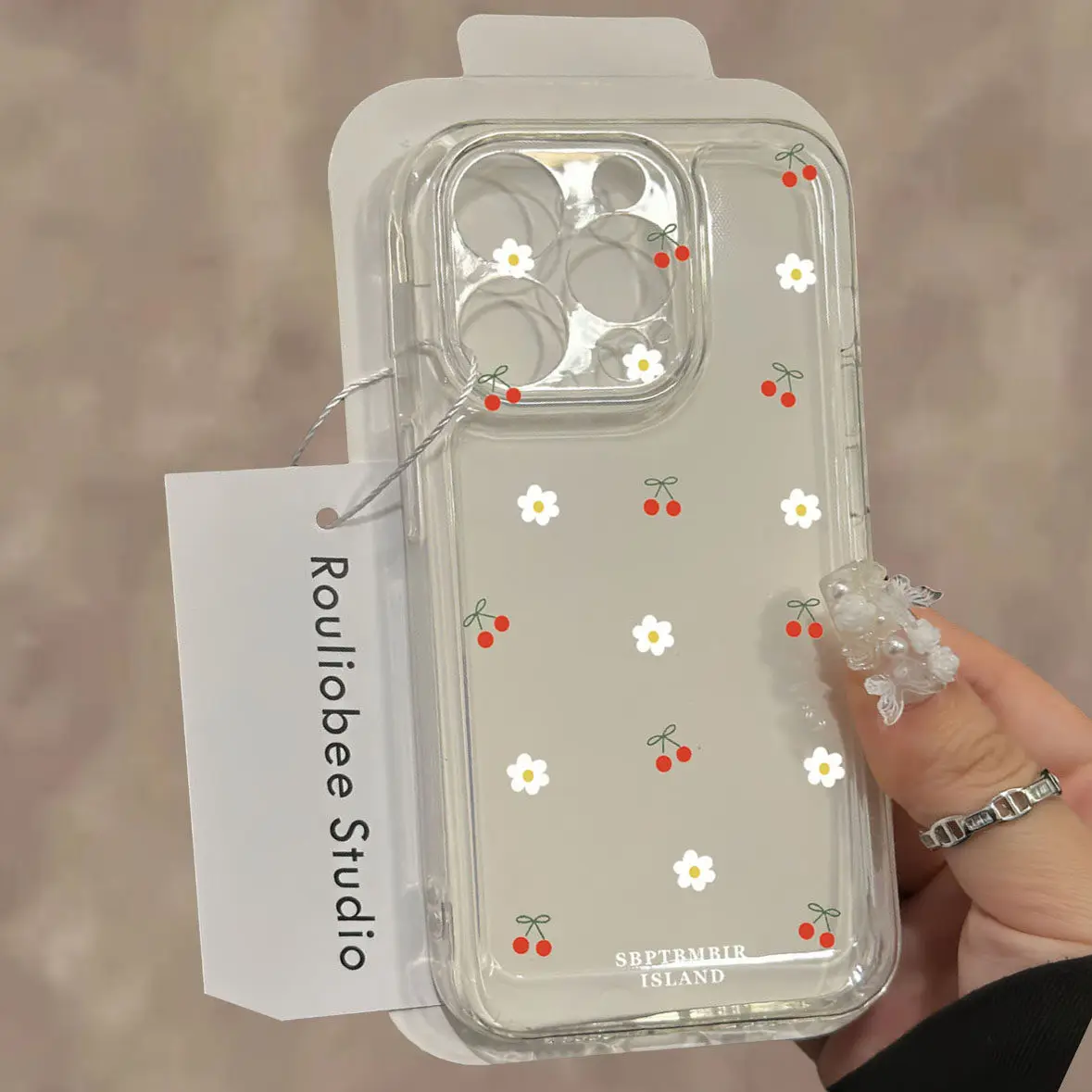 INS Red Cherry Floral Pattern Clear Phone Case for Iphone 16 Pro Max 11 12 13 14 15 Pro Max 7 8 Plus 13 Mini X XS XR SE 2 Cover