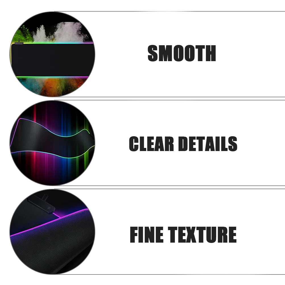 

Rgb Led Waterproof Dirt Resistant Luminous Gaming Mousepad Bright Color Long Lasting Nonslip Mouse Mat Glowing Mouse Pad