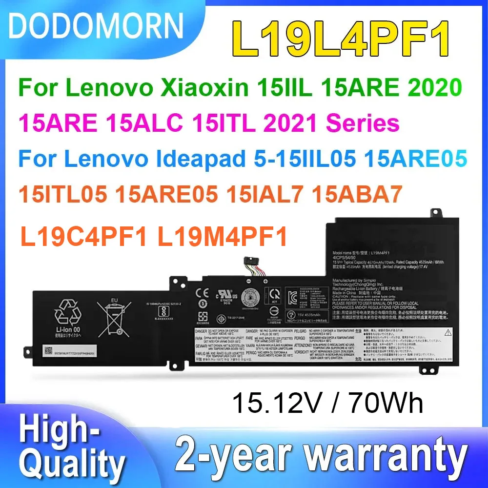 DODOMORN L19L4PF1 Laptop Battery For Lenovo Xiaoxin 15IIL 15ARE 2020 15ALC 15ITL 2021 Ideapad 5-15IIL05 L19C4PF1 L19M4PF1 OEM