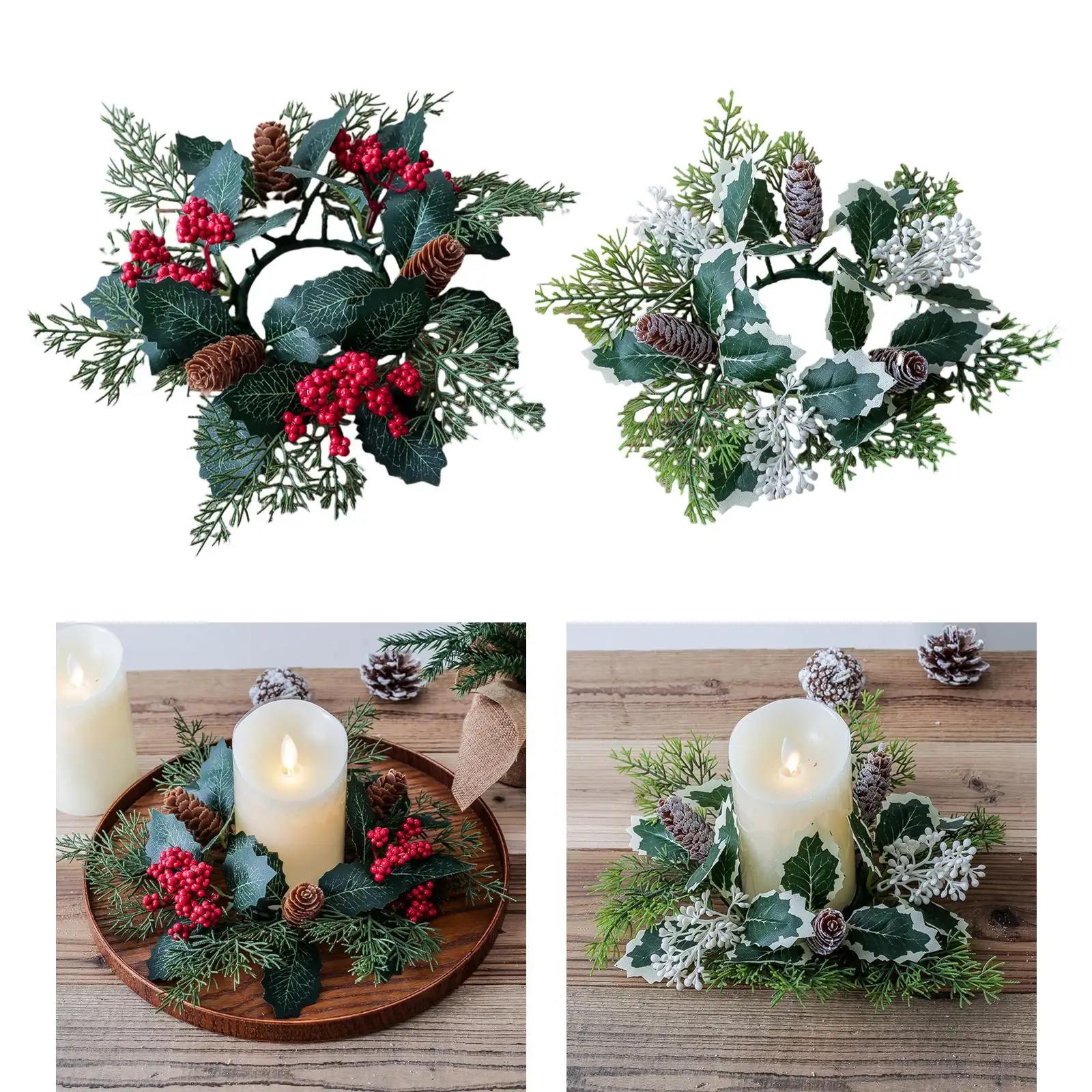 Candle Rings Wreaths Garland Circles Scented Candlesticks Christmas Tree Decorations Creative Home Desktop Table Arrangements