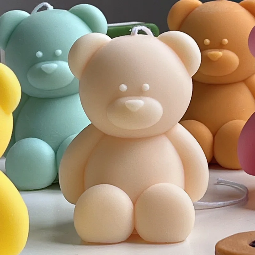 3D simpatico cartone animato orso candela in silicone stampo in resina gesso cubetto di ghiaccio stampo da forno arredamento camera da letto regali