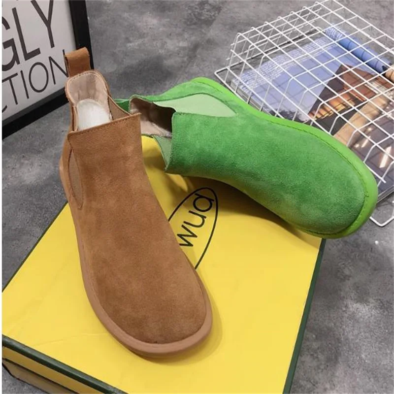 women European station spring and autumn new vintage leather sanded double zipper flat net red short boots Casual shoes 35-40 view 5
