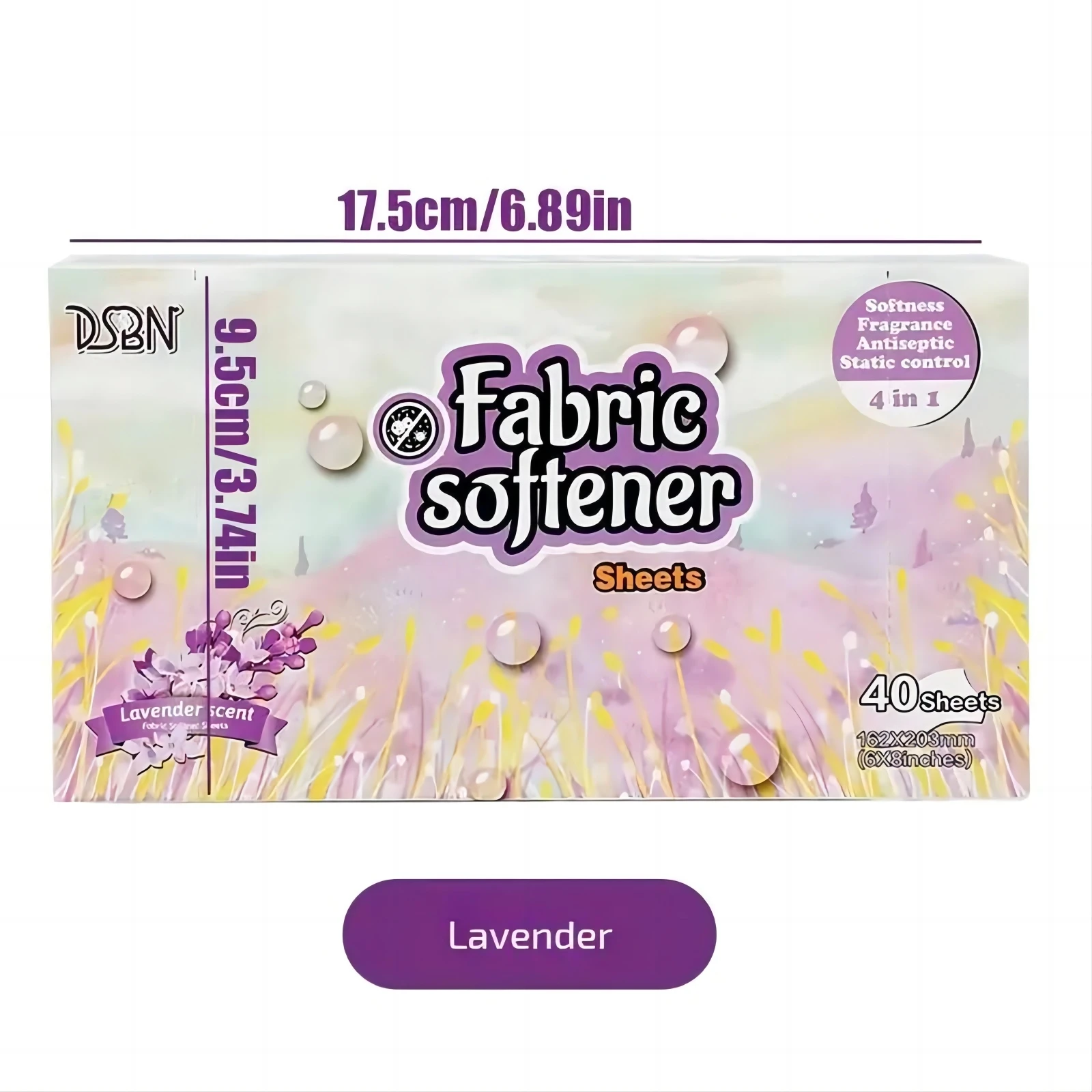 40Sheets/Lot Tumble Dryer Sheets Laundry Calm Lavender&Flower Fabric Softener Paper Washing Partner Fabric Softener