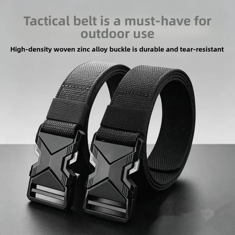The New Men's 125cm Buckle Belt Nylon Braided Lightweight Breathable Daily Commuter Men's Belt