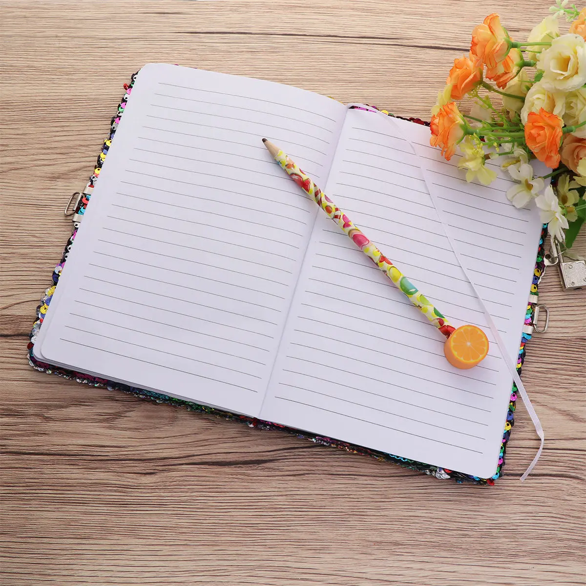 Pet Sequin Notebook Notepad Thick Sparkly Cover for Travel Journal Diary Creative Writing Sketching Daily Planning Students