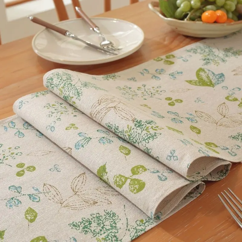 Fresh leaf print table runner ins style without tassels with floral TV cabinet cover towel coffee table long table runner cloth