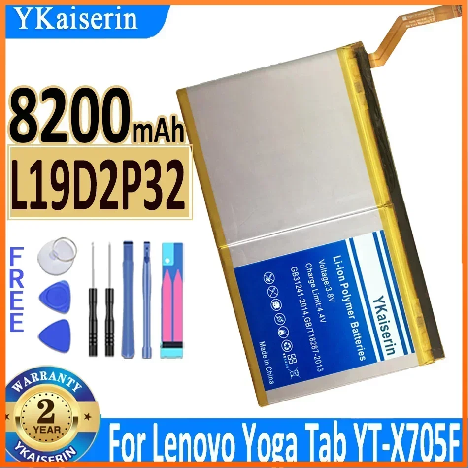 

YKaiserin L19D2P32 Tablet Battery for Lenovo YOGA TAB 5 Smart Tab PRC WOR YT-X705L YT-X705X YT-X705F 8200mAh Batteries in Stock