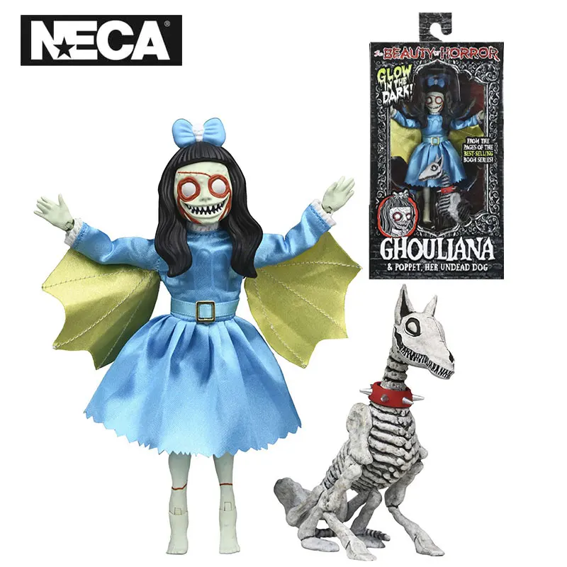 NECA 45508 Toys Beauty Horror Ghouliana & Poppet, Her Undead Dog 6'' Action Figures Collection Original Model Gift Doll Collect