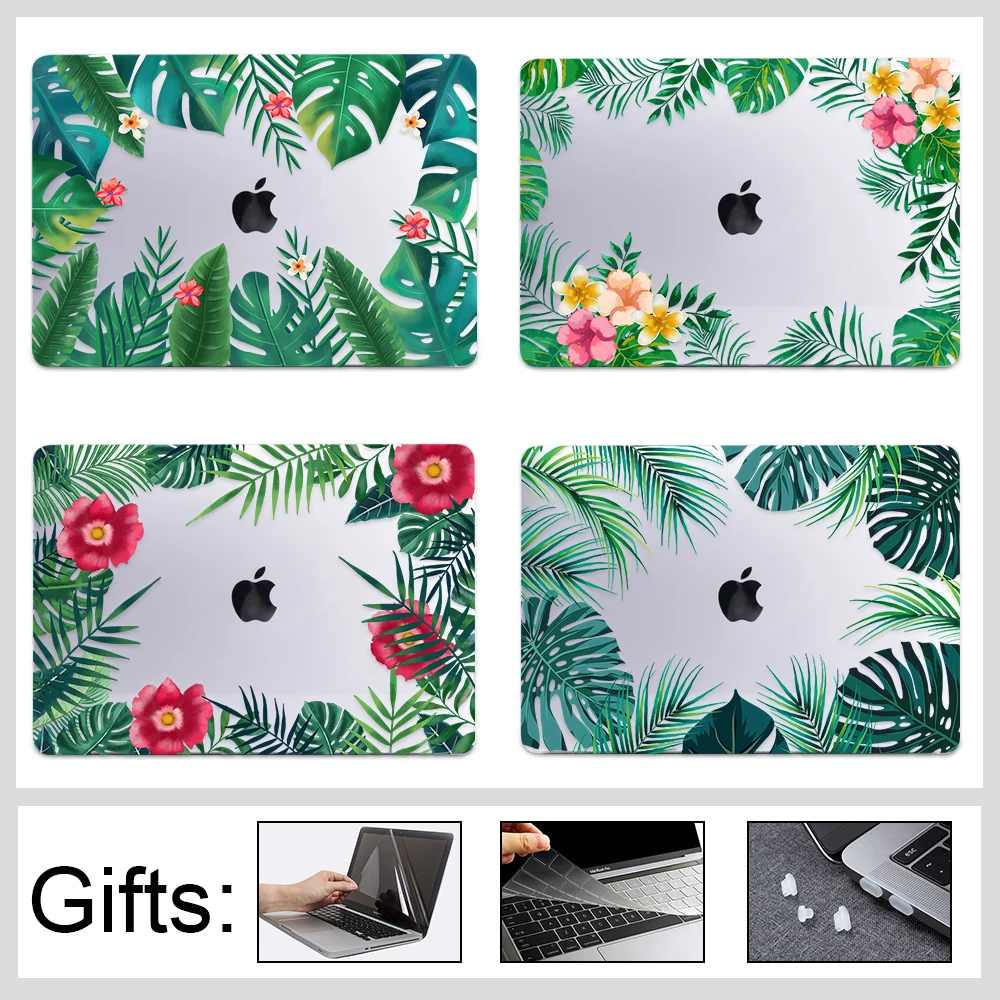 2023 Laptop Cover Case For Macbook Air 13.6 M2 A2681 Pro 13 14 15 16 Tropical Plant Leaves Case With Touch Bar 2020 2021 2022