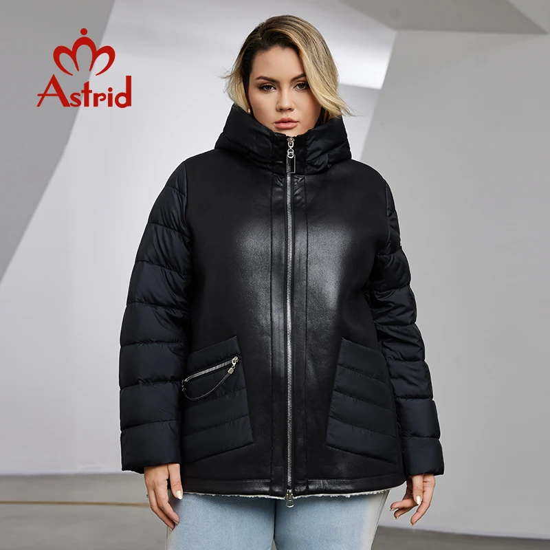 Astrid Plus Size Winter Jacket Women Stitching Design High Quality Fashion Women\'s Parka Warm Plush Fur Coat Female Hooded 20197