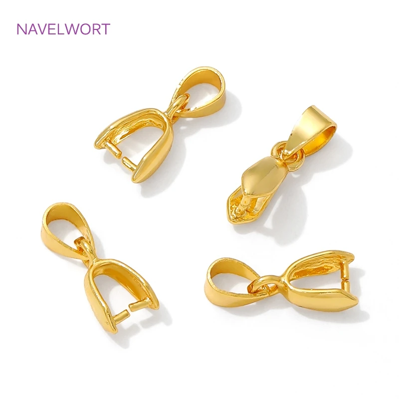 5/10/15Pcs 18K Gold Plated Pendant Pinch Clip Bail For Jewelry Making,Brass Pinch Bails Connectors DIY Earring Accessories image 2