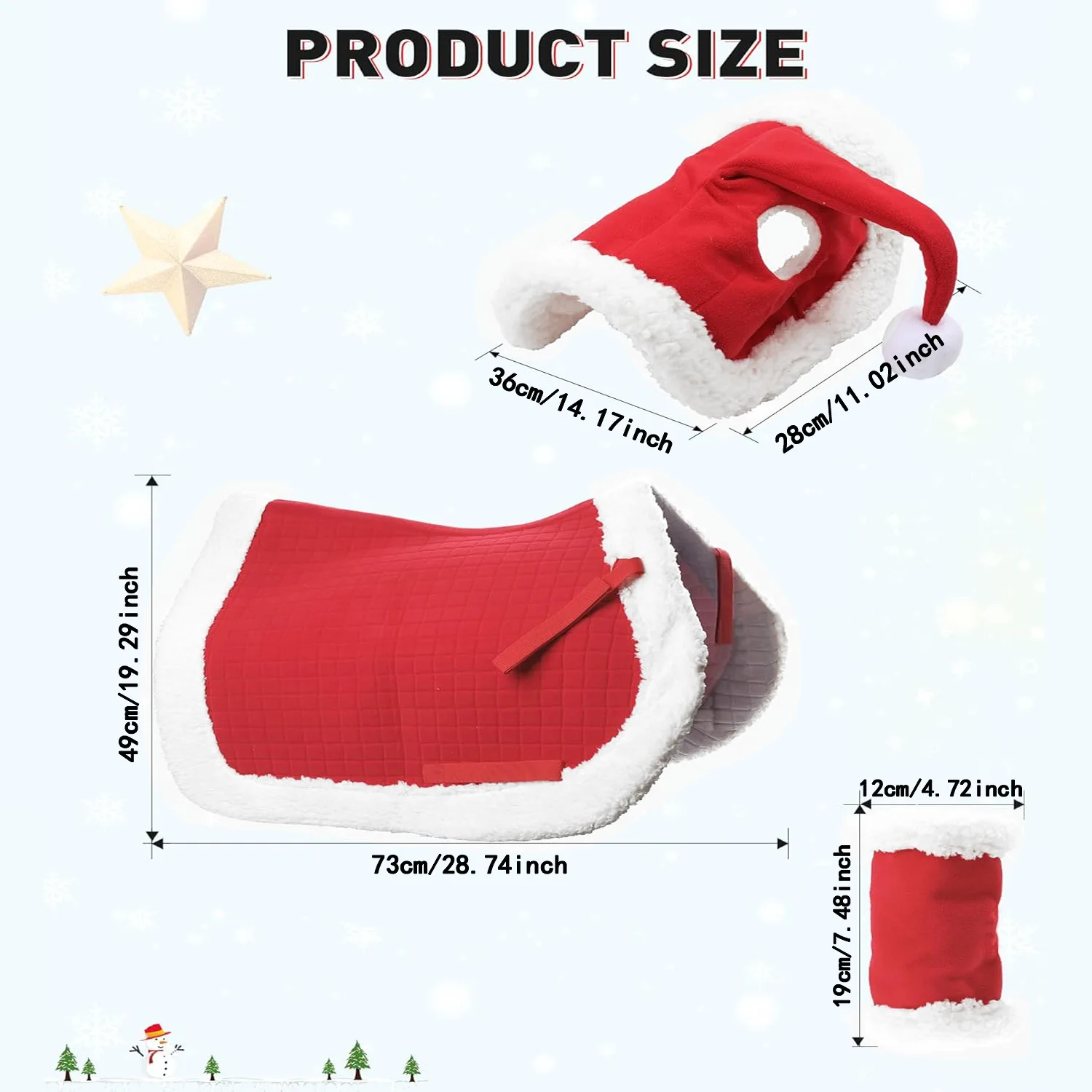 6-Piece set Christmas horse leggings horse hat winter warm horse saddle pad can be printed with logo
