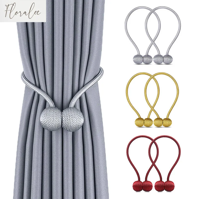 2PCS Magnetic Pearl Ball Curtain Tiebacks Curtain Buckles Backs Holdbacks Buckle Clips Curtain Rods Decorative Accessories Home