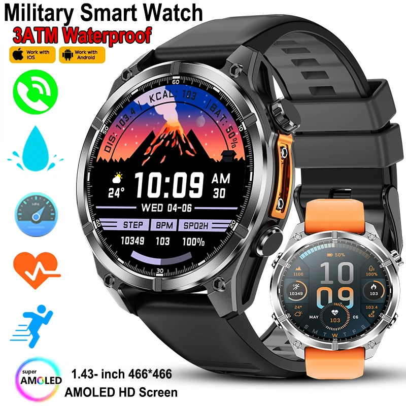 

New 30 Meters Waterproof Smart Watch Men AMOLED Screen Swiming Sports Fitness Tracker Heart Rate BT Call Smart Watch For Xiaomi
