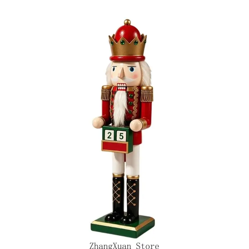 Weihnachts-Adventskalender mit Nusssoldaten aus Holz für die Regal-Tischdekoration 3XUF – Detail 7