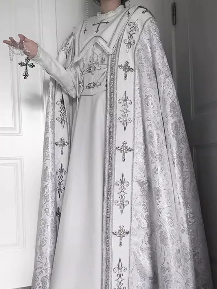 Robe de soirée Hanfu Gothic Nun Lolita, robe blanche, série Cla OP, magnifique et élégante, Halloween Cosplay