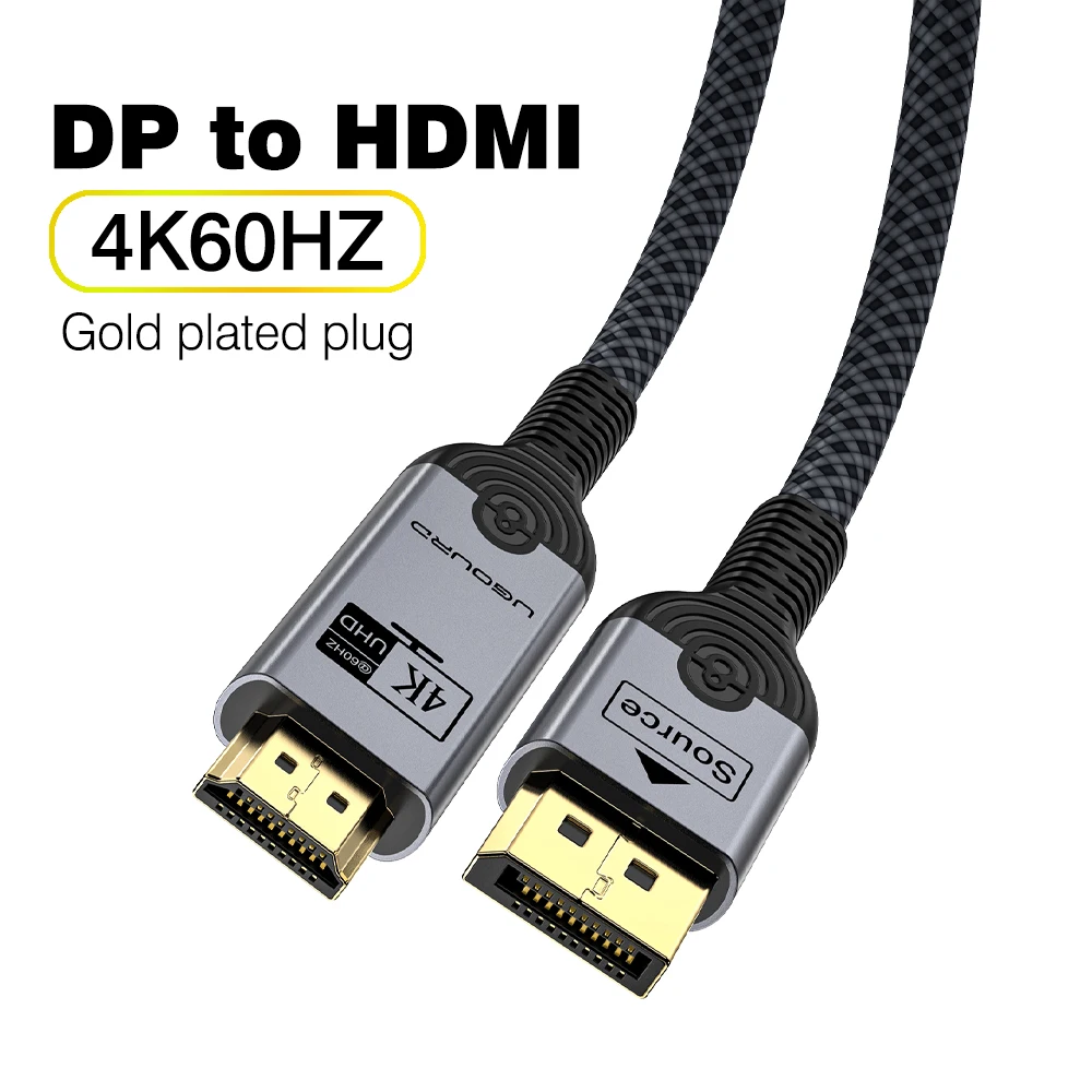 UGOURD 4K DP to HDMI 2.0 Compatible Cable 4K60Hz DisplayPort to HD Adapter Display Port Video Audio for PC TV Projector Laptop view 5
