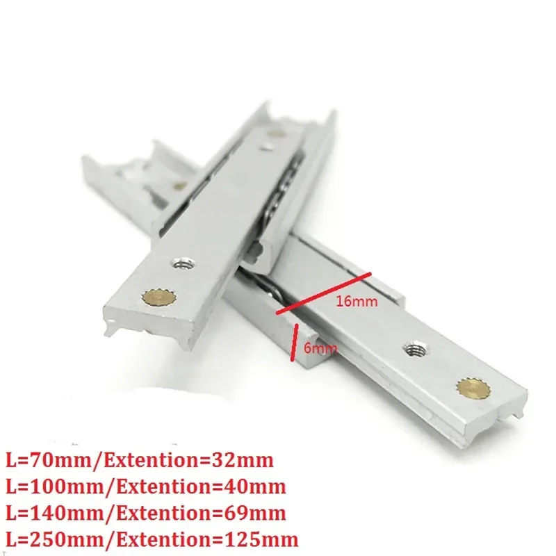 미니 짧은 알루미늄 2 접이식 볼 베어링 서랍 슬라이드 쥬얼리 박스, 전자 제품 선물, 1 쌍/로트