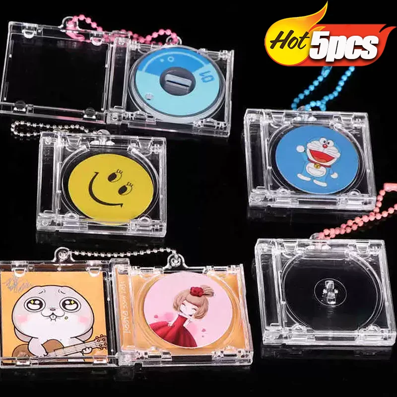 Creative CD Keychain  Mini CD Case DIY Car Phone Keychains Hanging Decor Chain Clip Blank Album Kpop Gift Accessories Decoration