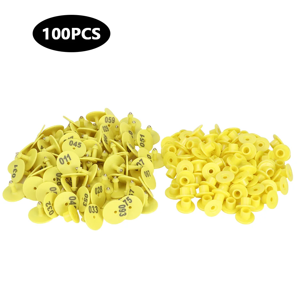 100Pcs Livestock Round Number Ear Tag Labels Marker Accessories For Pig Sheep Cattle