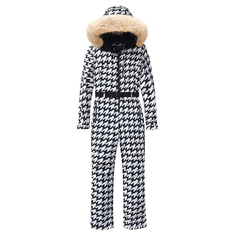 

Snowsuit Women Winter Outdoor Skiing Warm Waterproof Windproof Snowboard One-piece Suit Fashion Fur Collar Ski Suit Unisex