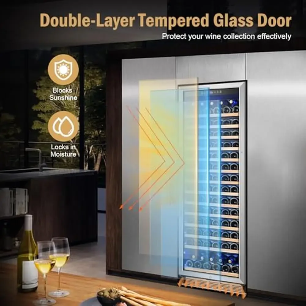 Freestanding Wine Fridge 173 Bottles Cooler Refrigerator Low Noise Fast Cooling System Touch Control