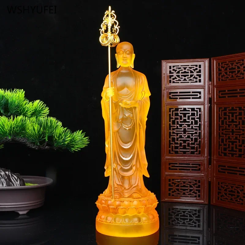 1 PCS 22.3cm high resin statue of Ksitigarbha Bodhisattva temple offering feng shui ornaments home decor