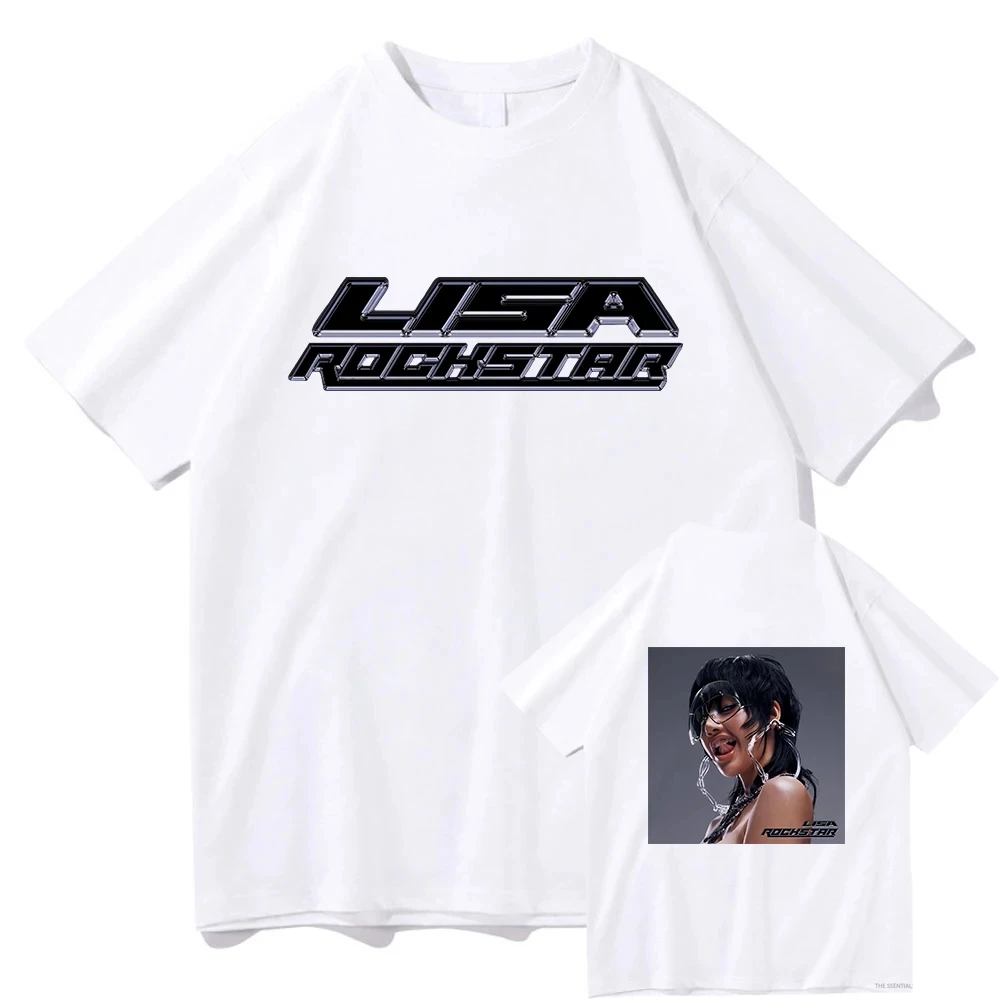 

Lisa Rockstar Print T-shirt Women's Harajuku Short Sleeve Casual Women's T-shirt Clothing Street Tops Tees Aesthetic Clothes