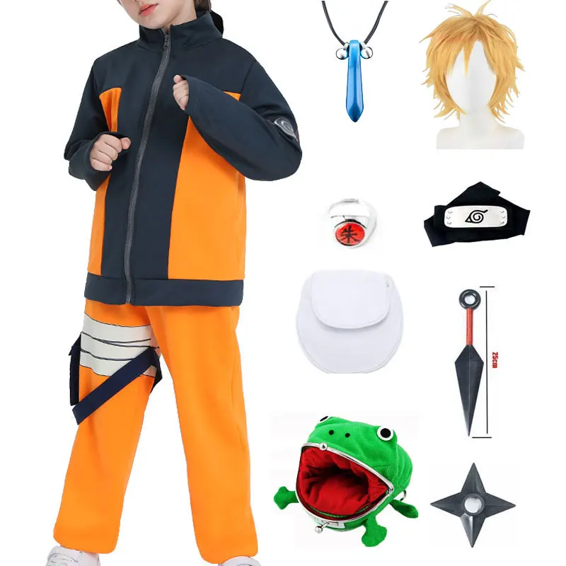 Top Quality Kids Uzumaki Cosplay Costume Outfits Child Teenage Shippuden Carnival Costumes For Halloween